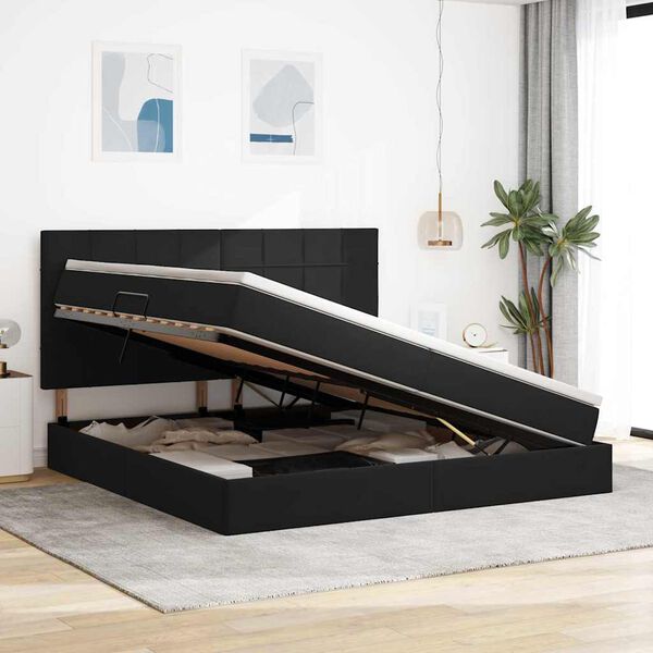 vidaXL Gulta ar uzglabā&scaron;anas vietu un matraci Melna 200 x 200 cm Samts