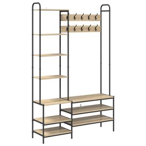 vidaXL Mēteļu stends ar apavu soli Sonomas ozols 120,5 x 34 x 190 cm