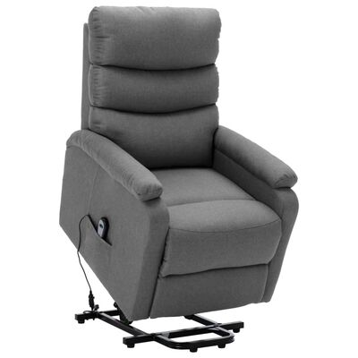 vidaXL atpūtas krēsls, paceļams, gaiši pelēks audums