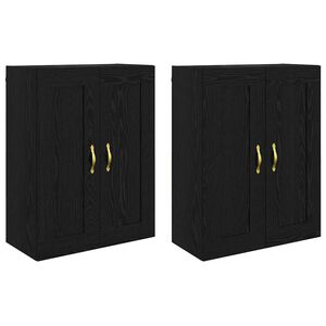 vidaXL Sienā uzstādāms skapis 2 pcs Melns ozolkoks 69,5 x 34 x 90 cm