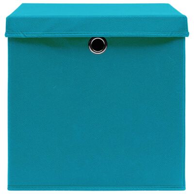 vidaXL uzglabāšanas kastes ar vāku, 10 gab., zilas, 28x28x28 cm