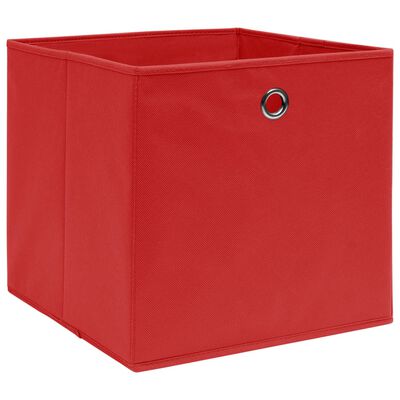 vidaXL uzglabāšanas kastes, 4 gab., 32x32x32 cm, sarkans audums