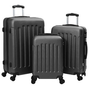 vidaXL Koferis 3 gab. Tum&scaron;i pelēka 50 x 31 x 78 cm ABS plastmasa