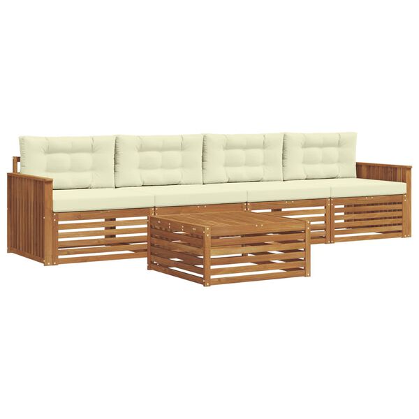 vidaXL Āra dīvānu komplekts ar spilvenu 5 pcs Dabisks un krējuma