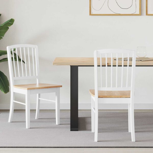 vidaXL Ēdamkrēsli 2 pcs Balts 50 x 52,5 x 91 cm Ciets gumijas koks
