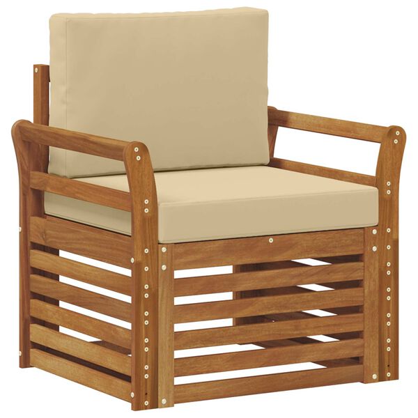 vidaXL Āra dīvānu komplekts Cieta akācijas koks un poliesters Dabiska