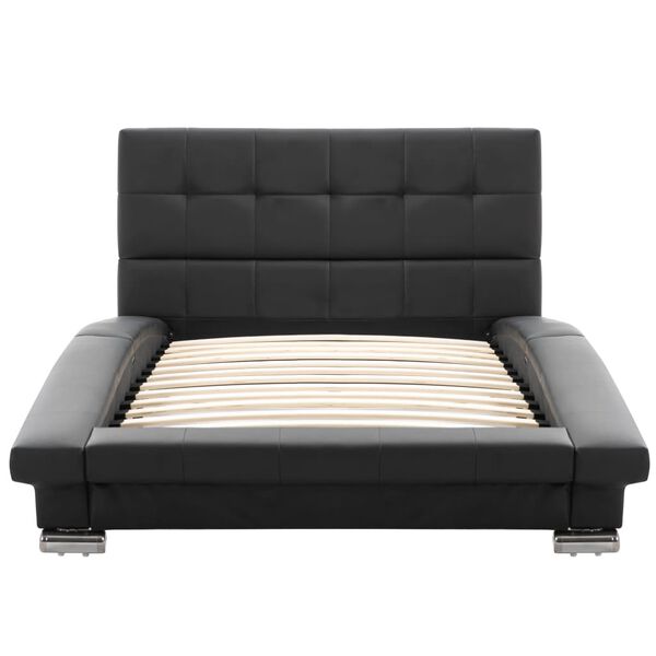 vidaXL gultas rāmis, melns mākslīgā āda, 200x90 cm