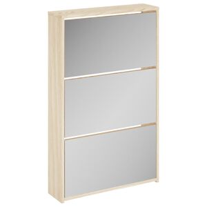 vidaXL apavu plaukts ar spoguli, 3 nodalījumi, 63x17x102,5 cm