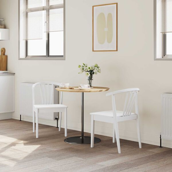 vidaXL Ēdamistabas krēsls 2 pcs Balts Cietais gumijas koks