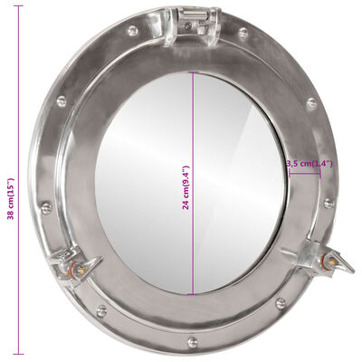 vidaXL iluminators sienas spogulis, Ø38 cm, alumīnijs un stikls