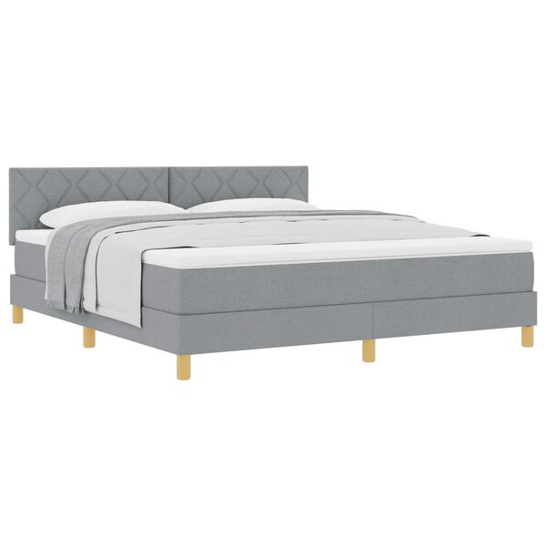 vidaXL Kastītes atsperu gulta Gai&scaron;i pelēks 180 x 200 cm audums