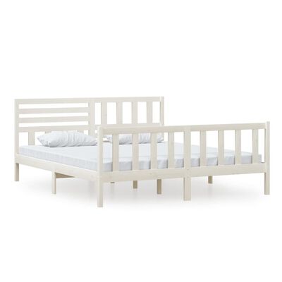 vidaXL gultas rāmis, balts, 180x200 cm, Super King izmērs, masīvkoks