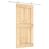 vidaXL Slīdo&scaron;ās durvis Dabisks un balts 95 x 210 cm Cieta priedes koks
