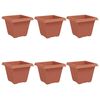 vidaXL Kvadrātveida Ziedu Pods 6 pcs Ķieģeļu sarkans 38 x 38 x 30 cm