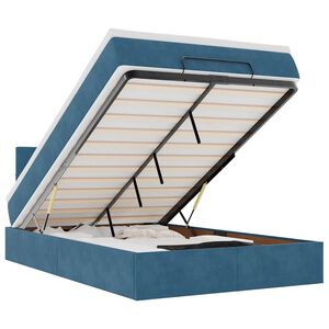 vidaXL Osmaņu gultas rāmis ar matrača tum&scaron;i zils 120x200cm samts