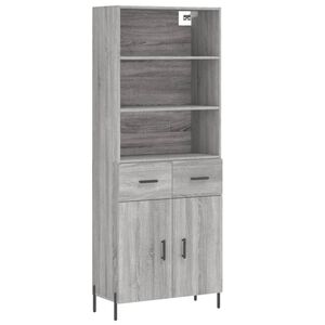 vidaXL augstais skapis, pelēks, 69,5x34x180 cm, inženierijas koks