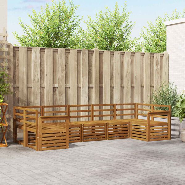 vidaXL Dīvāna komplekti 7 pcs Dabiska Cietā akācijas koks