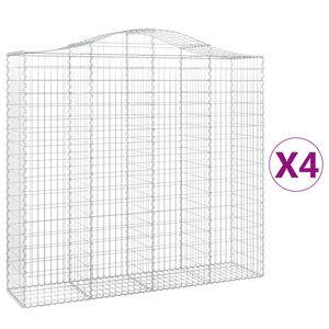 vidaXL arkveida gabiona grozi, 4 gb., 200x50x180/200cm, cinkota dzelzs