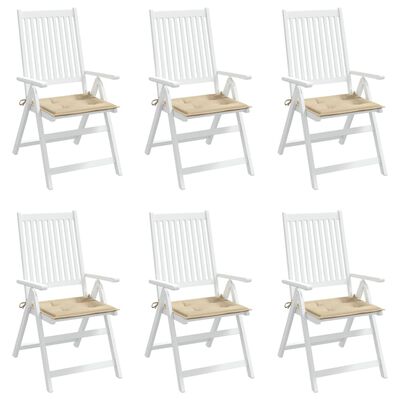 vidaXL dārza krēslu spilveni, 6 gab., bēši, 40x40x3 cm, audums