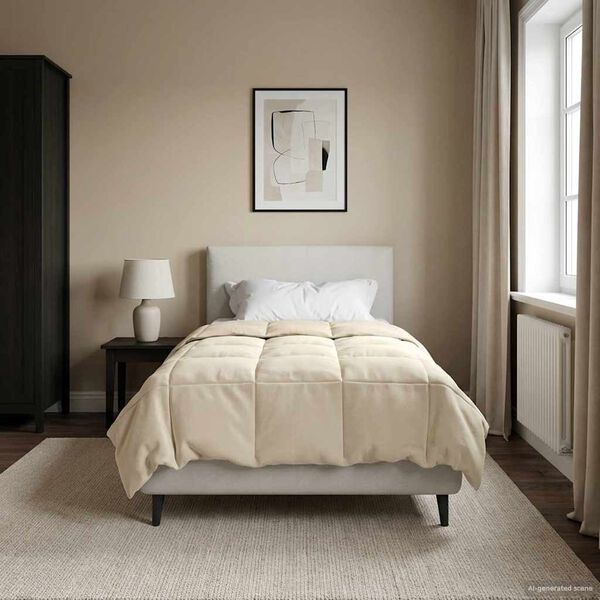 vidaXL Ziemas gultas sega Tiltiņ&scaron; Krēmkrāsa 135 x 200 cm Mikro&scaron;ķiedra