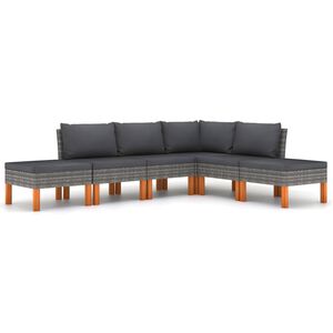 vidaXL 6-daļīgs dārza atpūtas mēbeļu komplekts, pelēka PE rotangpalma