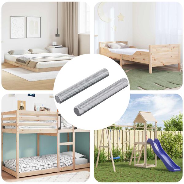 vidaXL Vītņu stienis 2 pcs Sudraba 8 x 55 mm Tērauds