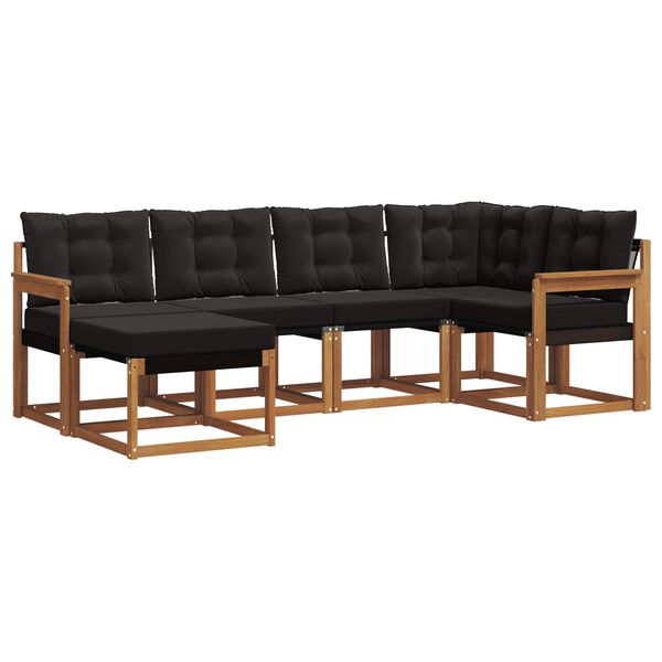 vidaXL Āra dīvānu komplekts ar spilvenu 6 pcs Dabīgs un melns