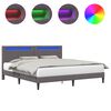 vidaXL Gultas rāmis ar LED sloksnēm Pelēka 180 x 200 cm Mākslīgā āda