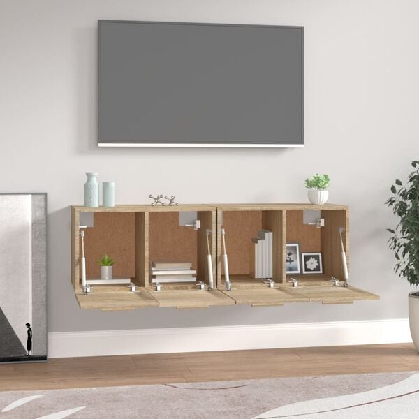 vidaXL sienas skapī&scaron;i, 2 gab., ozola, 60x36,5x35 cm, inženierijas koks