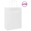 vidaXL papīra maisiņi 250 gab. ar rokturiem, balti, 26x12x35 cm