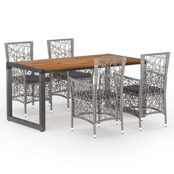 vidaXL 5-daļīgs dārza mēbeļu komplekts, pelēks