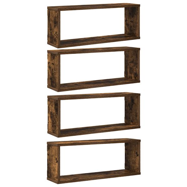 vidaXL kuba formas sienas plaukti, 4 gab., ozolkoka, 60x15x23 cm