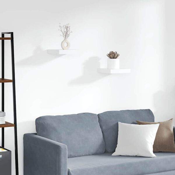 vidaXL sienas plaukti, 2 gab., balti, 23x23,5x3,8 cm, MDF