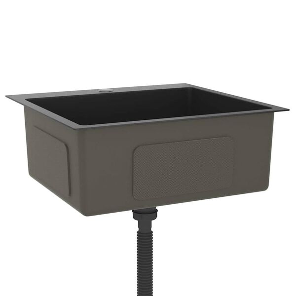 vidaXL virtuves izlietne, nerūsējošs tērauds, melna