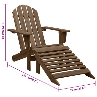 vidaXL dārza krēsls ar kājsoliņu, koks, brūns