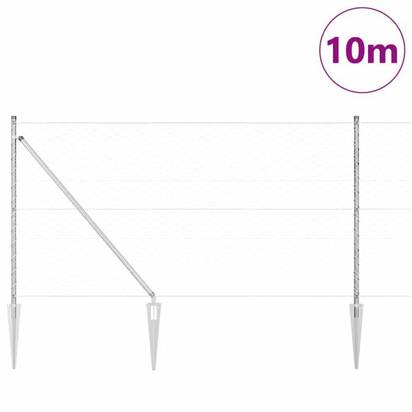 vidaXL Žoga āķis Sudraba 10 x 1 m (50 mm siets) Tērauds