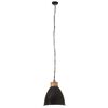 vidaXL griestu lampa, industriāla, melna, dzelzs, koks, 35 cm, E27
