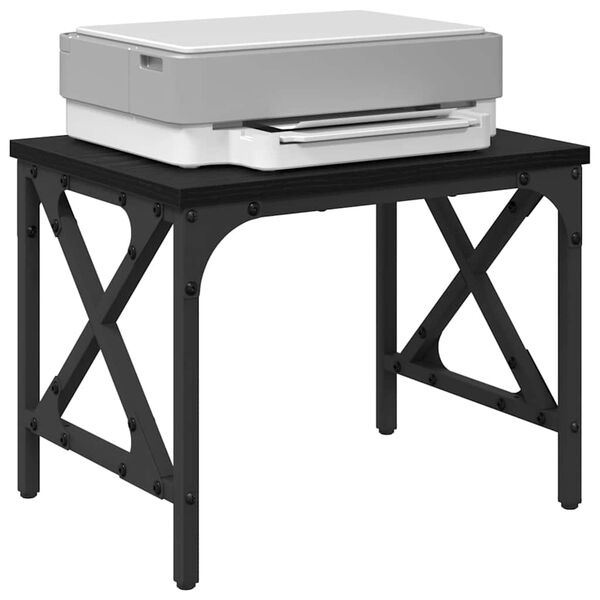 vidaXL Printera statīvs Regulējams Melns ozolkoks 40 x 30 x 31 cm