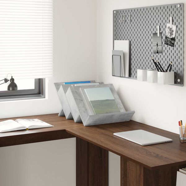 vidaXL Žurnālu statīvs ar plauktu Betona pelēks 53 x 40 x 28.5 cm