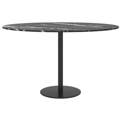 vidaXL galda virsma, melna, Ø70x0,8 cm, stikls ar marmora dizainu