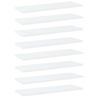 vidaXL plauktu dēļi, 8 gab., balti, 60x20x1,5 cm, skaidu plāksne