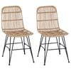 vidaXL Malduku krēsls 2 gab. Rattan un Tērauds Dabiska 41 x 55 x 85 cm