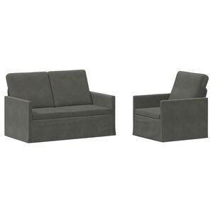 vidaXL Dīvānu komplekts 2 pcs Tum&scaron;i pelēka Korduroja audums