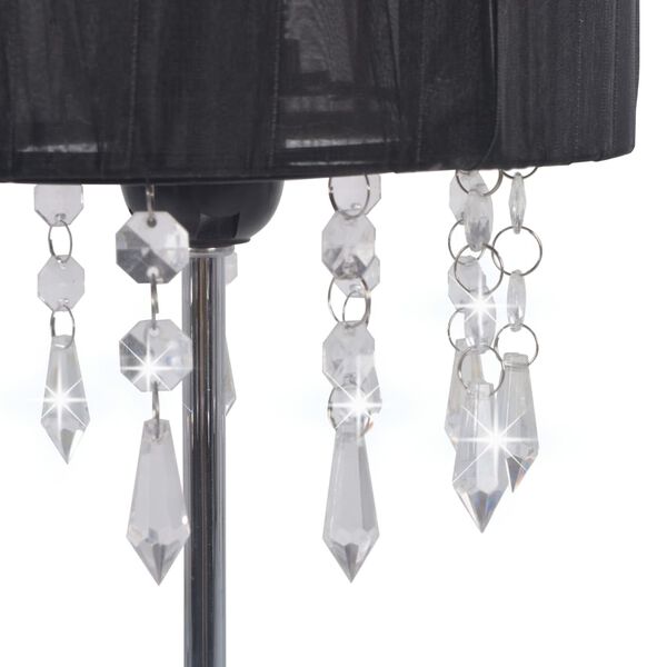 vidaXL galda lampa, apaļa, E27, melna