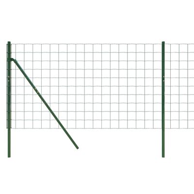 vidaXL stiepļu žogs, zaļš, 0,8x10 m, cinkots tērauds