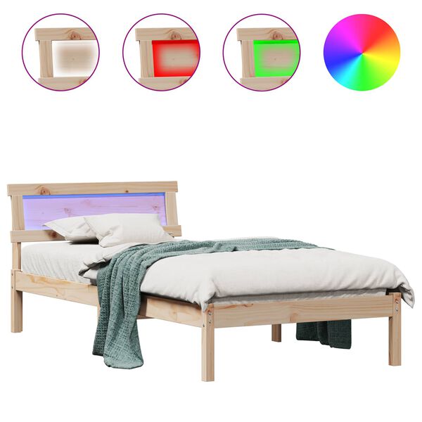 vidaXL Gultas rāmis Brūna 90 x 190 cm Ciets priedes koks