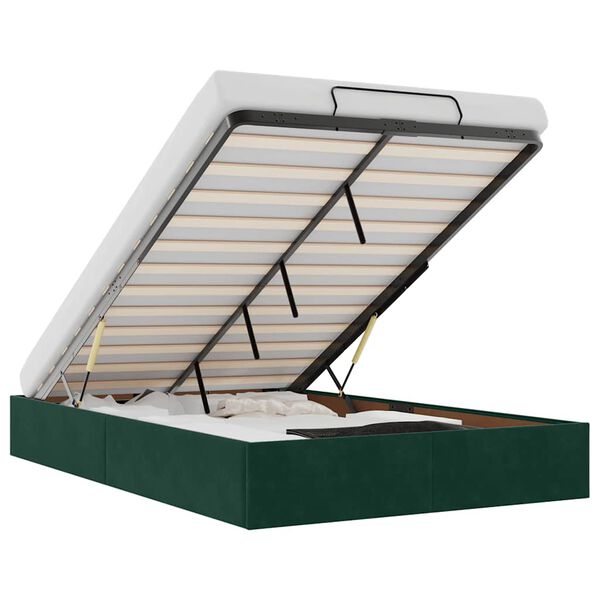 vidaXL Osmaņu gultas rāmis bez matrača tum&scaron;i zaļ&scaron; 120x200 cm samts