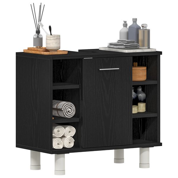 vidaXL Vannas istabas skapītis Melns ozolkoks 60 x 32 x 54 cm