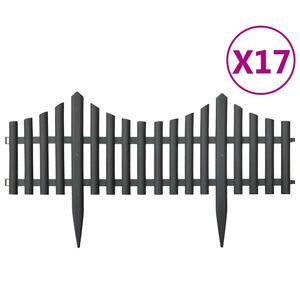vidaXL zāliena apmales, 17 gab., antracītpelēkas, 10 m, PP