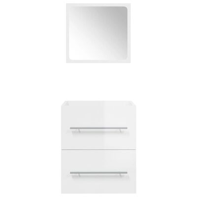 vidaXL vannasistabas skapītis un spogulis, spīdīgi balts, 41x38,5x48cm